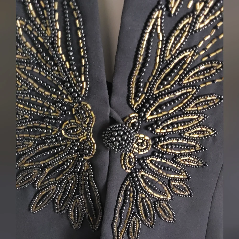 Night Studio New York Women's Vintage Beaded‎ Black Jacket in Size 14